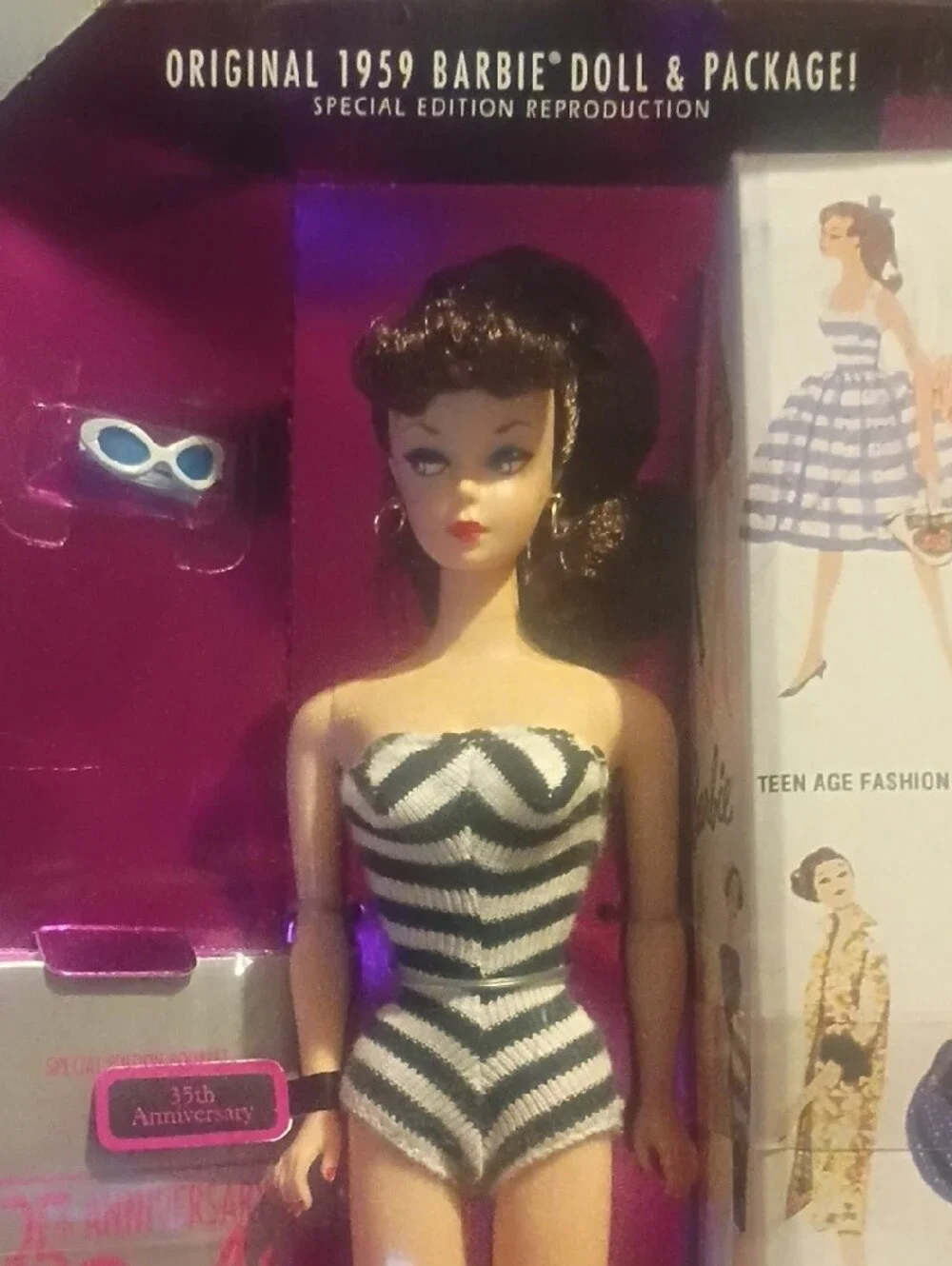 Barbie 35th Anniversary Doll in Black & White Striped Swimsuit